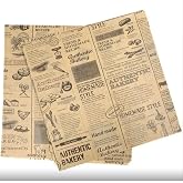 36x24 Ebadında, Ağırtılmamış kraft kağıt &uuml;zerine asorti (gazate - yemek &ccedil;izimleri - men&uuml; i&ccedil;eriği g&ouml;rselleri) baskılı 50li sun