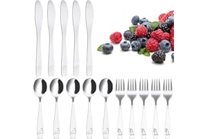 HAIJED 15Pcs Kids Toddler Cutlery Set, Stainless Steel Kids Fork Spoon and Cutter Set, Baby Knife Spoon, Kids Flatware Set Dishwasher Safe for Children