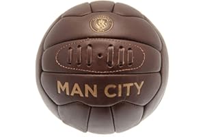 HY-PRO Manchester City F.C. Size 5 Real Leather Heritage Football – Official Vintage-Style Match Ball with Club Crest – Premium Collectible Gift for City Fans