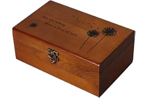 Fellflying Wooden Sewing Box with Hinged Lid - Crafts Accessories Storage (21,5x13,5x9cm)