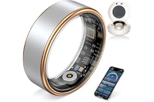 UOUNEACO 2025 Anneau Connecté, Smart Ring Fitness Tracker avec Moniteur de Fréquence Cardiaque, Analyse du Sommeil, Compteur de Pas, IP68 Étanche, 5-7 Jours Autonomie, Compatible Android & iOS (Argenté, 6)