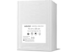 Wevac 6"x10" 100 Count Precut Vacuum Sealer Bags for Food Saver BPA Free | Heavy Duty, Commercial Grade Vacuum Bags for Food Storage, Sous Vide & Meal Prep, Compatible with All Vacuum Sealers Machine