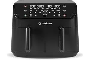 Nutricook Air Fryer Duo 2, 8.5L Independently Controlled Dual Baskets, Air Fry, Bake, Roast, Broil, Reheat & Dehydrate, 6 Presets, AFD185, Black, 2400 Watts, 2 Years limited Warranty