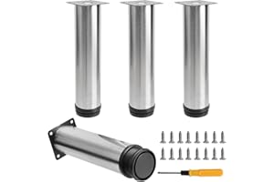 Toolzia 4Pcs Furniture Legs, 7.87"/20cm Adjustable Furniture Support Feet,Adjustable Height Replacement Support Feet Legs for Sofa Table Chair Desk Kitchen Cupboard Cabinets Legs Feet (Silver)