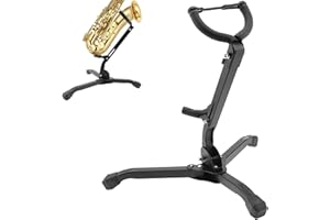 REMAGIC Alto & Tenor Saxophone Stand, Foldable Metal Tripod, Adjustable Saxophone Holder Rack, Portable Musical Instrument Accessories