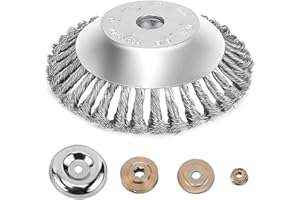 XQMMGO Unkrautjätkopf aus Stahldraht, 150 x 25,4 mm Freischneider-Unkrautbürste,mit 4 Stück Adaptern,Twist Wildkrautbürste Kann Unkraut und Moos Effektiv Entfernen (6 Zoll)