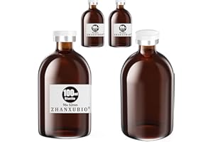 ZHANXUBIO Sterile Empty Vials with Self Healing Injection Port and Aluminum Plastic Cap,Sterile Package (100ml Amber 4PCS)