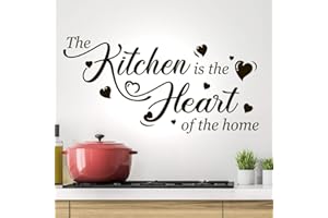 WALL4STICKERS Kitchen is The Heart of the Home - Adesivo da parete in vinile con citazione e scritta in lingua inglese "Love" per credenze, frigo e vetri, con citazioni, cuori, cucine, decorazioni murali