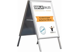 DISPLAY SALES -, espositore per poster, DIN A2, supporto per poster con profilo da 25 mm, angoli obliqui, parete posteriore in acciaio