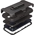 Compatible with iPhone 13 6.1 inch Case ,with Screen Protectors,Heavy Duty Rugged Shockproof Full Body Protection Kickstand Case with Belt Clip Holster for iPhone 13 Phone (Black)