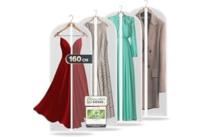 FR FIRIO FiRiO 4x Fundas Ropa Armario I Antipolvo Funda Para Ropa Colgada I Antipolillas Funda Ropa Armario I Transpirable Bolsa Portatrajes Mujer y Hombre I Transparente Porta Traje, Camisa, Abrigo I 160x60cm