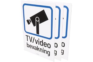 Nosico TV/VIDEO-Bevakningsdekal, 3-pack, Svenska, Kameraövervakningsdekal, Varningsskylt, Klistermärke, Vinyl, A6, 105 x 148