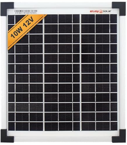 AFTERTECH Module photovoltaïque 10 W 12 V - Panneau solaire - Monocristallin 10 W 18 V Idéal pour systèmes 12 V avec connecteur DC5521 - Dimensions 234 x 349 x 16 mm - Support ftv18 v10 W