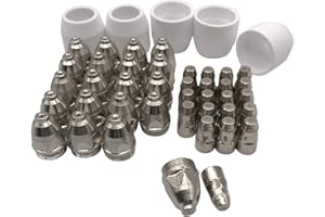 Magiin 45pcs P-80 Électrode Plasma Tip Buse 1.5 100Amp Plasma Torche Consommables Buse Découpeur Plasma Accessoire