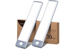 HIBOITEC 2 Pezzi Luce Armadio LED, Bianco Freddo Led per Armadio con Sensore, Magnetico Luce Lampada Led Sottopensile Cucina Ricaricabile per Cucina Scale