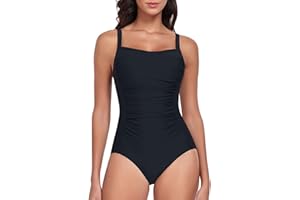 Deriwone One Piece Swimsuit Ruched Tummy Control Swimming Costume Adjustable Slimming Swimwear Bathing Suits