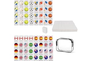 KBIBCK 65 Blöcke Seaside Escape Spiel, 30mm Escape Spiel Blöcke, Seaside Escape Game Blocks Mahjong mit Aufkleber, National Flag Pattern Mahjong, Mini Mahjongs Set für Familie Reise Spiel Partytreffen