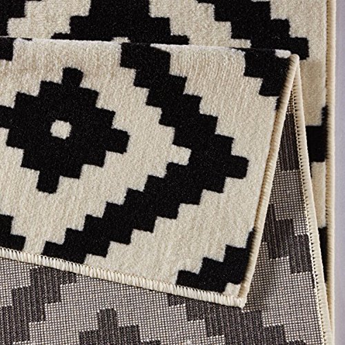 Hanse Home 102332_120x170 Teppich Läufer Bettumrandung Brücke, Polypropylen, schwarz creme, 120 x 170 x 0.9 cm - 4