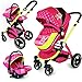 i-Safe System - Mea Lux Trio Travel System Pram & Luxury Stroller 3 in 1 Complete With Car Seat + Rain Covers+ Bag
