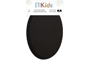 HABERDASHERY ONLINE 6 rodilleras color Negro termoadhesivas de plancha. Coderas para proteger tu ropa y reparación de pantalones, chaquetas, jerseys, camisas. 16 x 10 cm. RP7