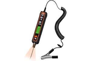 POROMETISTO VT01A Comprobador de Corriente, Tensión 0.8V-100V DC y Fusibles Coche con Detección Automática, Flash y Protección contra Sobretensiones, Buscapolos para Circuitos Automotrices