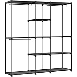 SONGMICS Portable Open Wardrobe, Clothes Rack, Freestanding Wardrobe with Clothes Rails and Fabric Shelves for Bedroom, 43 x 