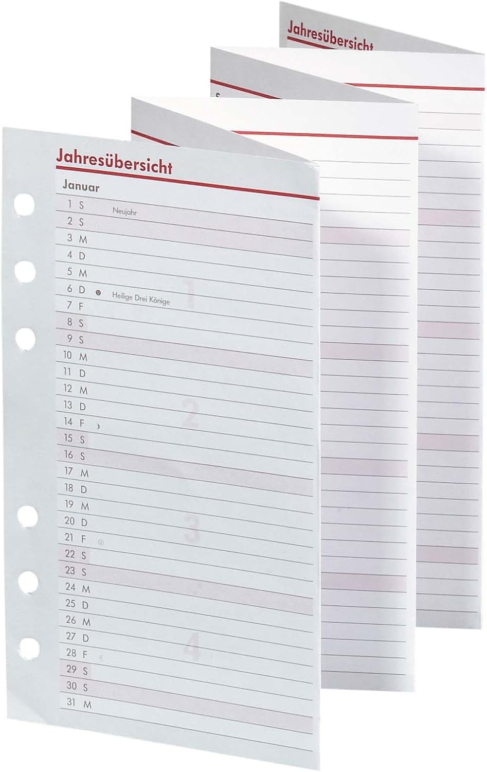 BSB Ersatzeinlage Kalendarium 2027, 6-fach Lochung - passend für BSB Kompakt Terminplaner - Analyse des détails et conception