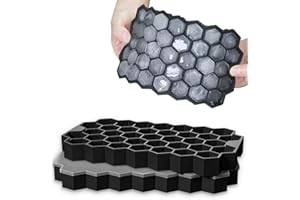 Jisile 2 Pcs Bac à Glaçons en Silicone avec Couvercle, Moule à Glaçons 74 Blocs, Bac à Glaçons en Silicone Empilable, Sans BPA, Convient pour les Aliments pour Bébés, la Bière, les Cocktails, la Gelée