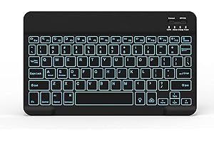 IFUFR Wireless Bluetooth Backlit Keyboard, Ultra Slim Backlight Wireless Keyboard, Portable 7 Colors Backlit Rechargeable Keyboard for iOS (Phone/I-Pad), Android Tablets, Windows
