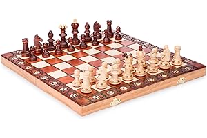 CHESS AND GAMES SHOP MUBA Jeu d’échecs en bois, de fabrication artisanale, avec planche en bois et pièces d'échecs artisanaux (36 cm), AMB