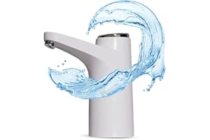 NK Water Dispenser - LED Display, 1200mAh USB Battery, Silicone Material, Compatible with 4.5L 5L 7.5L 10L 11.3L 15L 18.9L (3.8 and 4.8 cm Adapter) - White