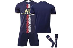 WONFLEE PSG Maillot de Foot Enfant,Maillots Homme Femelle de 22/23 Soccer Jersey Football Ensemble Garçons/Adultes Entrainement T-Shirt et Short avec Chaussettes