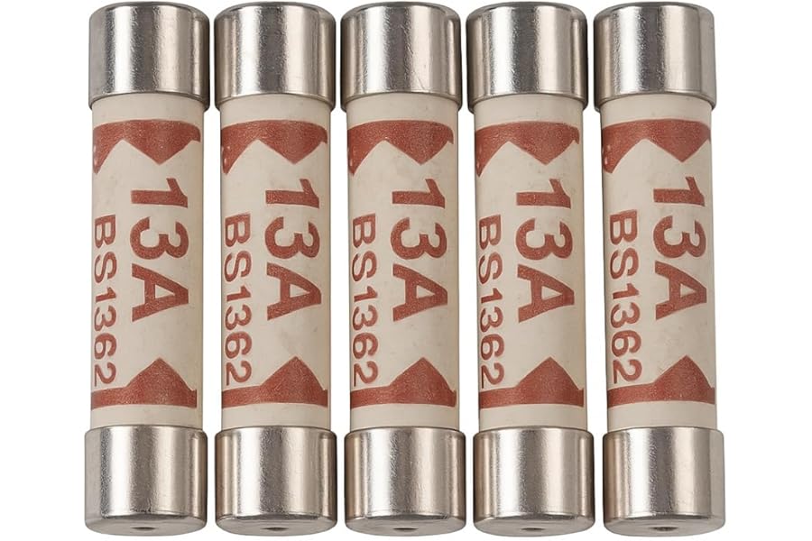 5 x 13A Plug Top Fuses BS1362 | 13 Amp Household Ceramic Cartridge Tube Fuse 240V/250V 6.3x25mm for UK Mains Electrical Appliances