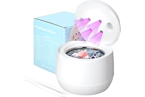 AONEREX Ultrasonic U-V-C Cleaner for Dentures, Aligner, Retainer, Fountain Pen, Watch Band, Makeup Brush, 45kHz Ultrasonic 304 Stainless Steel Small and Portable for Travel