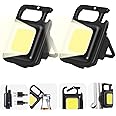 GIPTIME 2Pcs Cob Mini Flashlights,Giptime 800Lumens Bright Rechargeable Keychain Flashlight 3 Light Modes Portable Pocket Light With Folding Bracket, Walking And Camping, 800 Lumen