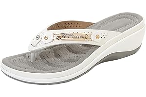 RLEHJN Wedge Flip Flops Women UK Sale Clearance Orthopedic Sandals Non-Slip Beach Shoes Toe Post Slippers Wide Fit Walking Sandals Ladies Summer Shoes for Indoor and Outdoor