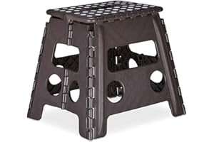 AC - Taburete Plegable - Fabricado en PVC - Multiusos de plástico Resistente y Duradero. Ideal para escuelas, guarderías u hogar. - 29 x 22 x 32 cm - Negro