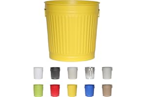 Jinfa Pattumiera per differenziata bidone spazzatura vintage in metallo giochi contenitore cibo cani | SOLO secchio senza coperchio | Giallo | Misura: L | Ø 36 cm, h 36,5 cm | Vol. 35 litri