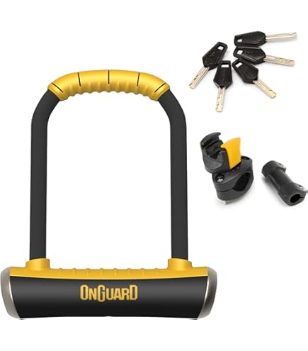 OnGuard Brute STD-8001 Fietsslot met sleutelsluiting, hoge veiligheid en betrouwbaar, fietsslot met co-gegoten dwarsbalk, sloten beugel aan vier zijden, gehard stalen fietsslot, zwart, 11,5 x 20,2 cm