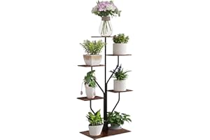 Todeco Porte plante interieur 6 Niveaux, Support plantes en Métal, étagère plante interieur support pot de fleurs pour Salon Balcon Jardin Bureau