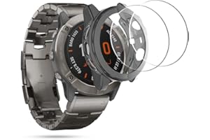 NEWZEROL Etui TPU + 2 sztuki ochraniacza ekranu ze szkła hartowanego kompatybilne z Garmin Fenix ​​6X Pro / Fenix ​​6X Pro Sapphire / Fenix ​​6X Pro Solar Odporny na zarysowania futerał TPU - czarny