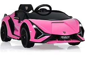 GOPLUS Kinder Elektroauto Lamborghini mit Fernbedienung, Kinderfahrzeug, Bluetooth USB & TF-Karte Schacht, Hupe & Musik, 3-5 km/h, Vorwärts & Rückwärts, für Kinder von 3-8 Jahre (Rosa)