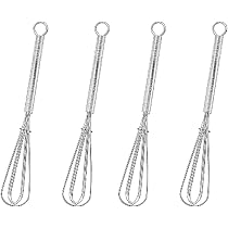 SULIUDAJI Frusta da Cucina, 4 Pezzi Mini Frustino in Acciaio Inox, frullino da cucina manuale, agitatore di uova professionale per cucina o ristorante