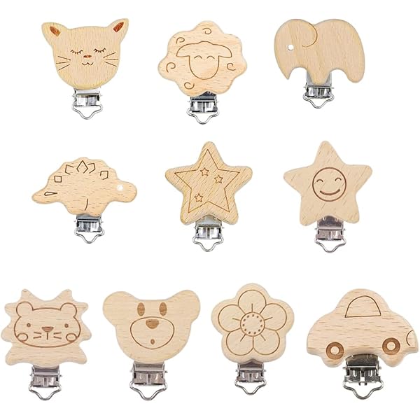 Clip Per Ciuccio In Legno - 12 Pezzi Con Catenina, Sicure E Naturali - Foto 9