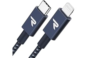 RAMPOW Câble USB C vers Lightning 2M MFi Certifié, Câble Lightning USB C Power Delivery Nylon Tressé pour iPhone 14/13/12/11/11 Pro/XS/XR/X/8, iPad Mini 5, iPad Air 2019 - Bleu Marine