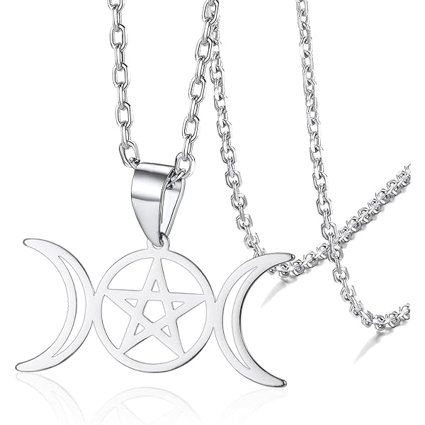 collana argento tibetano pentacolo pietra dura e luna - Gioielli