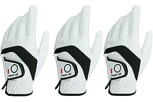 FINGER TEN Guanti da golf uomo, sinistra e destra, pelle Cabretta, confezione multipla, morbidi, resistenti, comodi, 3 pezzi