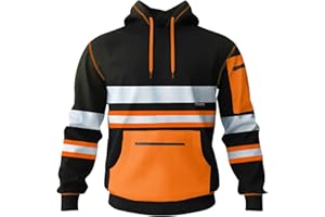 kraftd Mens Hi Vis Hoodie High Viz Hooded Sweatshirt Workwear Hoody With Reflective Tape