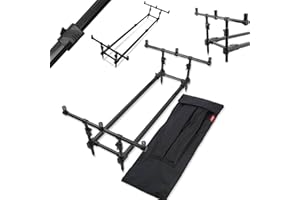 NGT Fishing Rod Pod – Adjustable 3-Rod Aluminium Stand, Matt Black, Lightweight with Carry Bag – Carp Fishing Bankstick & Buzzer Bar Setup