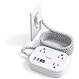 One Beat Cruise Ship Essentials,Travel Power Strip with USB C,Flat Plug Extension Cord 10 FT with 3 Outlets 4 USB Ports(2 USB C),Desk Wall Outlet Extender,Non Surge Protector for Cruise,Dorm Room,ETL